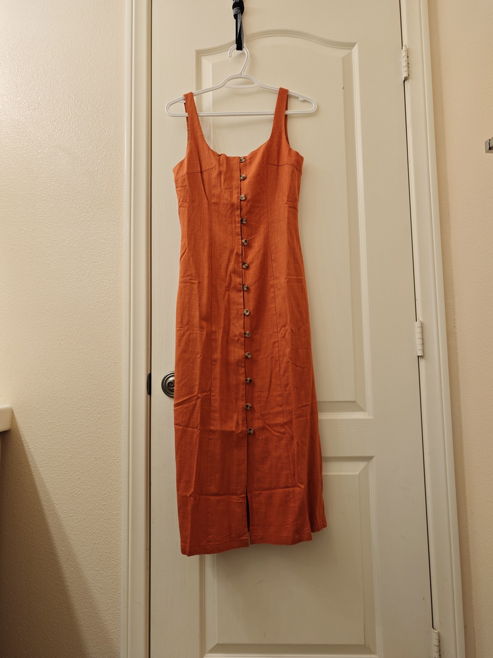 SHEIN Orange Button-Front Midi Dress